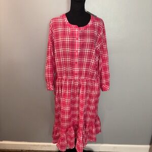 Torrid Pink Mini Voile Mandarin Collar Arcana Plaid Dress Size 3X NWT Summer Fun